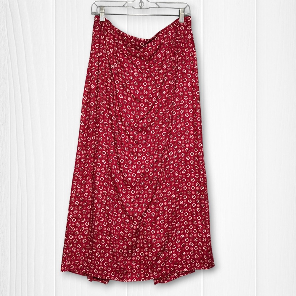 Talbots Red Floral Midi Skirt